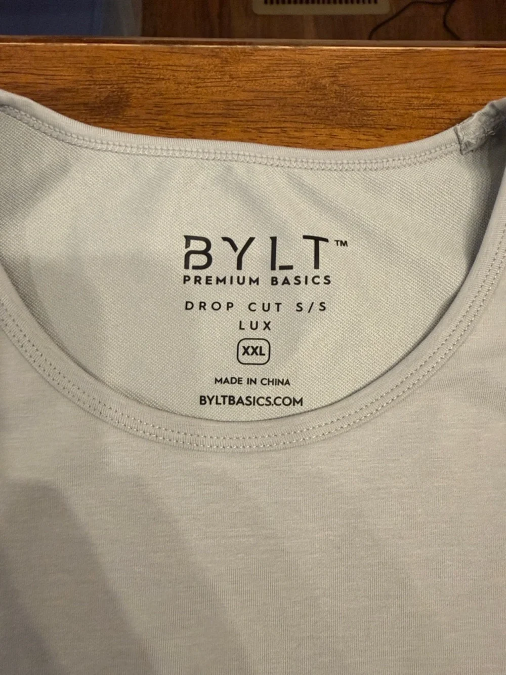 BYLT Men’s Crew Neck T-Shirt in Light Gray drop cut S/S XXL - Picture 3 of 5